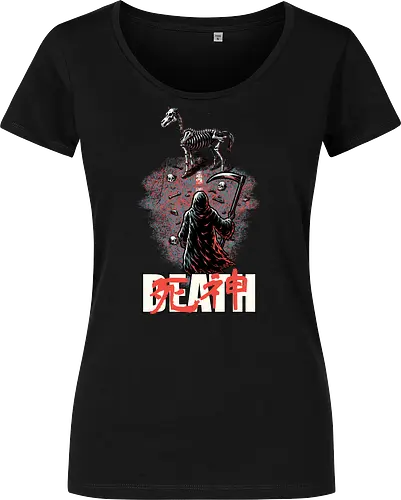 Death Rider Anime - Bible, Skull, Skeleton, Post-apocalyptic, Apocalypse, Armageddon, Grim Reaper, Horse, Death God, Death, Angel Of Death, Rider, Anime, Poster, Manga, Japanese Art, Japanese, Mashup - Damen T-Shirt