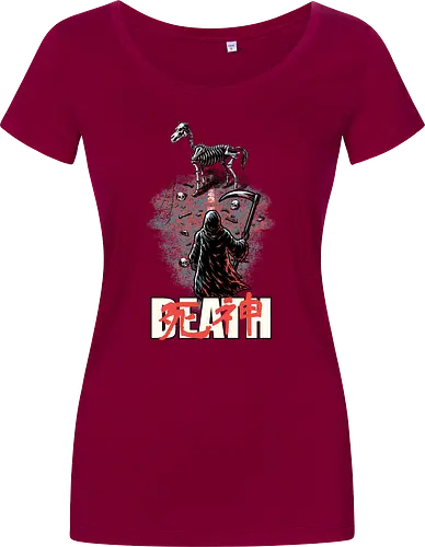Death Rider Anime - Bible, Skull, Skeleton, Post-apocalyptic, Apocalypse, Armageddon, Grim Reaper, Horse, Death God, Death, Angel Of Death, Rider, Anime, Poster, Manga, Japanese Art, Japanese, Mashup - Damen T-Shirt