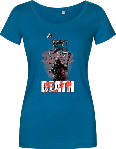 Death Rider Anime - Bible, Skull, Skeleton, Post-apocalyptic, Apocalypse, Armageddon, Grim Reaper, Horse, Death God, Death, Angel Of Death, Rider, Anime, Poster, Manga, Japanese Art, Japanese, Mashup - Damen T-Shirt