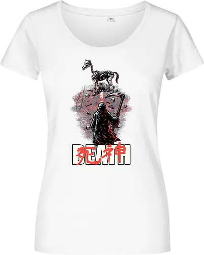 Death Rider Anime - Bible, Skull, Skeleton, Post-apocalyptic, Apocalypse, Armageddon, Grim Reaper, Horse, Death God, Death, Angel Of Death, Rider, Anime, Poster, Manga, Japanese Art, Japanese, Mashup - Damen T-Shirt