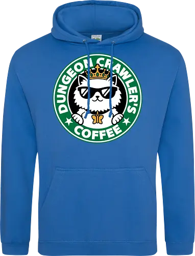 Dungeon Crawler Coffee - Coffee Time, Nerd, Geek, Fantasy, Adventure, Rpg, Litrpg, Book, Books, Bookworm, Science Fantasy, Science Fiction, Scifi, Cat, Pet, Donut, Funny, Post-apocalyptic, Apocalypse, Post Apocalyptic, Apocalyptic Cats, Postapocalypse, Post-apocalypse, Poster, Parody, Mashup, Logo, Graphic Design, Coffee, Coffee Shop - Standard Hoodie