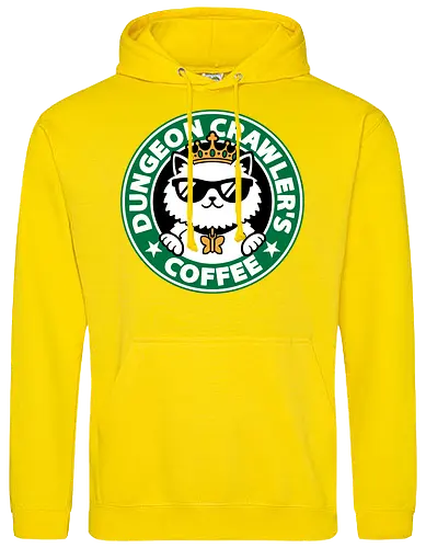 Dungeon Crawler Coffee - Coffee Time, Nerd, Geek, Fantasy, Adventure, Rpg, Litrpg, Book, Books, Bookworm, Science Fantasy, Science Fiction, Scifi, Cat, Pet, Donut, Funny, Post-apocalyptic, Apocalypse, Post Apocalyptic, Apocalyptic Cats, Postapocalypse, Post-apocalypse, Poster, Parody, Mashup, Logo, Graphic Design, Coffee, Coffee Shop - Standard Hoodie