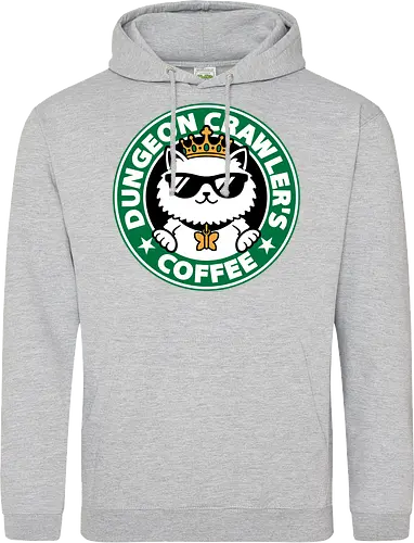 Dungeon Crawler Coffee - Coffee Time, Nerd, Geek, Fantasy, Adventure, Rpg, Litrpg, Book, Books, Bookworm, Science Fantasy, Science Fiction, Scifi, Cat, Pet, Donut, Funny, Post-apocalyptic, Apocalypse, Post Apocalyptic, Apocalyptic Cats, Postapocalypse, Post-apocalypse, Poster, Parody, Mashup, Logo, Graphic Design, Coffee, Coffee Shop - Standard Hoodie