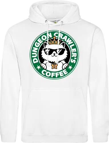Dungeon Crawler Coffee - Coffee Time, Nerd, Geek, Fantasy, Adventure, Rpg, Litrpg, Book, Books, Bookworm, Science Fantasy, Science Fiction, Scifi, Cat, Pet, Donut, Funny, Post-apocalyptic, Apocalypse, Post Apocalyptic, Apocalyptic Cats, Postapocalypse, Post-apocalypse, Poster, Parody, Mashup, Logo, Graphic Design, Coffee, Coffee Shop - Standard Hoodie