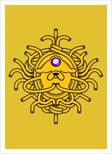 Third Eye Jake Cartoon - Hund, Gelb, Cartoon, Zeichentrickfilm, Drittes Auge, Jake, Fanart - Kunstdruck