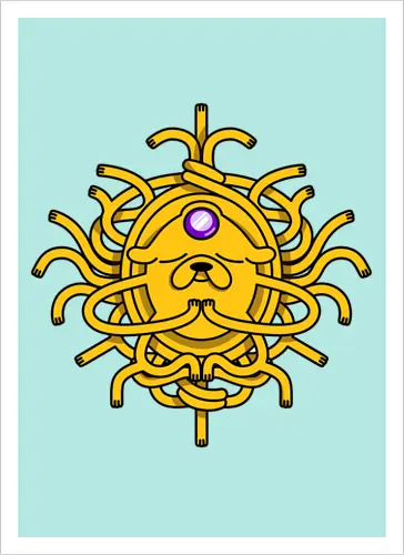 Third Eye Jake Cartoon - Hund, Gelb, Cartoon, Zeichentrickfilm, Drittes Auge, Jake, Fanart - Kunstdruck