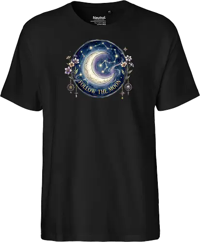 Magic Moon and Stars Night Sky Graphic design - CelestialDesign, MoonAndStars, NightSkyArt, StarryNight, CosmicVibes, MagicMoon, AstronomyLover, DreamyAesthetic, NightSkyDesign - Fairtrade T-Shirt