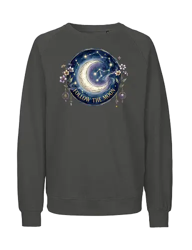 Magic Moon and Stars Night Sky Graphic design - CelestialDesign, MoonAndStars, NightSkyArt, StarryNight, CosmicVibes, MagicMoon, AstronomyLover, DreamyAesthetic, NightSkyDesign - Fairtrade Sweatshirt