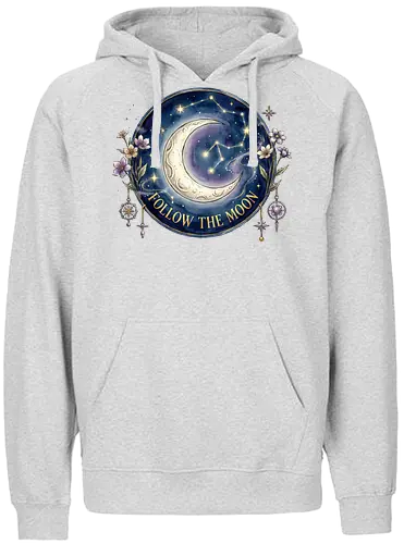 Magic Moon and Stars Night Sky Graphic design - CelestialDesign, MoonAndStars, NightSkyArt, StarryNight, CosmicVibes, MagicMoon, AstronomyLover, DreamyAesthetic, NightSkyDesign - Fairtrade Hoodie