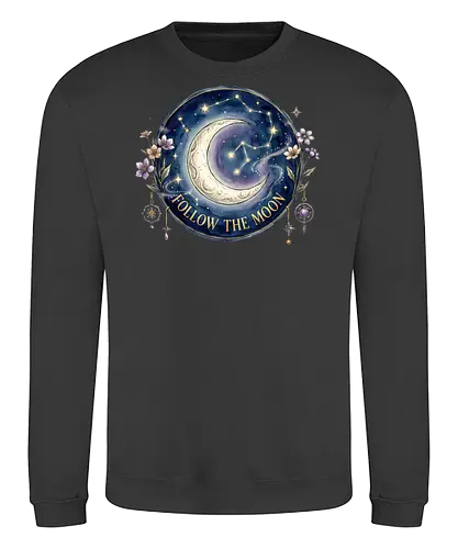 Magic Moon and Stars Night Sky Graphic design - CelestialDesign, MoonAndStars, NightSkyArt, StarryNight, CosmicVibes, MagicMoon, AstronomyLover, DreamyAesthetic, NightSkyDesign - Sweatshirt