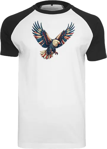 Majestätischer Adler - > EagleDesign, MajesticEagle, FreedomVibes, BirdOfPrey, WildlifeArt, PowerfulEagle, AmericanSymbol, AnimalGraphic, NatureLovers - Raglan T-Shirt