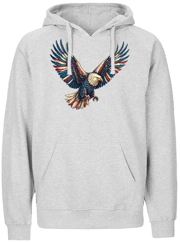 Majestätischer Adler - > EagleDesign, MajesticEagle, FreedomVibes, BirdOfPrey, WildlifeArt, PowerfulEagle, AmericanSymbol, AnimalGraphic, NatureLovers - Fairtrade Hoodie