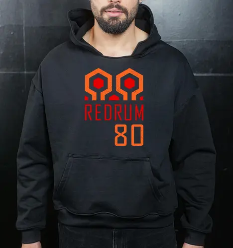 Redrum 80 - vintage, halloweenshirt, movie, horror movie, 80s, 80s movies, cult film, cult movies, halloween, halloween gifts, halloween horror nights, minimalist, retro, scary, terror - Cropped Hoodie