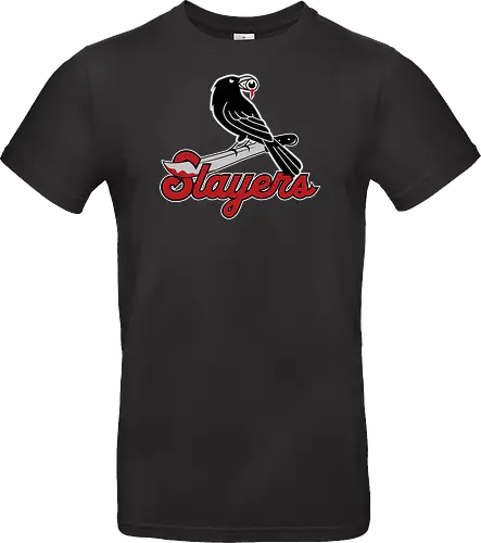 Slayers - horror, baseball style, baseball team, crow, funny, halloween, horror fan, raven, slayers, sports, baseball lover, horror movie addict, horrormovies - Standard T-Shirt
