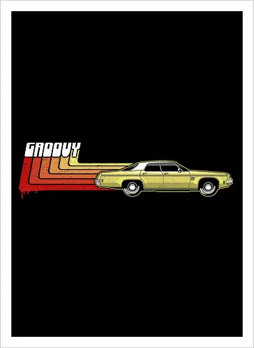 Groovy Classic - Das legendärste Auto im Horror - Evil Dead, classic car art, 80s horror, Ash Williams, Oldsmobile Delta 88, Groovy, The Evil Dead, Evil Dead 2, Army of Darkness, Ash vs Evil Dead, horror cult, vintage horror, retro horror art, Sam Raimi, Bruce Campbell, geek horror, horror movie art - Kunstdruck