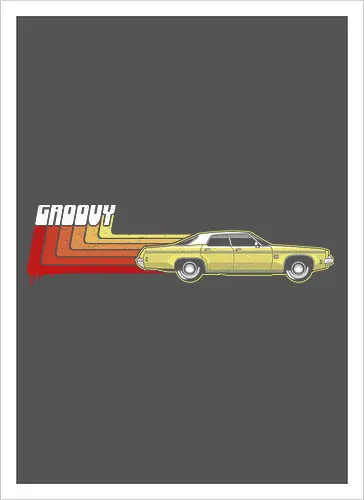 Groovy Classic - Das legendärste Auto im Horror - Evil Dead, classic car art, 80s horror, Ash Williams, Oldsmobile Delta 88, Groovy, The Evil Dead, Evil Dead 2, Army of Darkness, Ash vs Evil Dead, horror cult, vintage horror, retro horror art, Sam Raimi, Bruce Campbell, geek horror, horror movie art - Kunstdruck