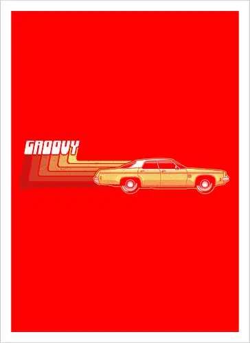 Groovy Classic - Das legendärste Auto im Horror - Evil Dead, classic car art, 80s horror, Ash Williams, Oldsmobile Delta 88, Groovy, The Evil Dead, Evil Dead 2, Army of Darkness, Ash vs Evil Dead, horror cult, vintage horror, retro horror art, Sam Raimi, Bruce Campbell, geek horror, horror movie art - Kunstdruck