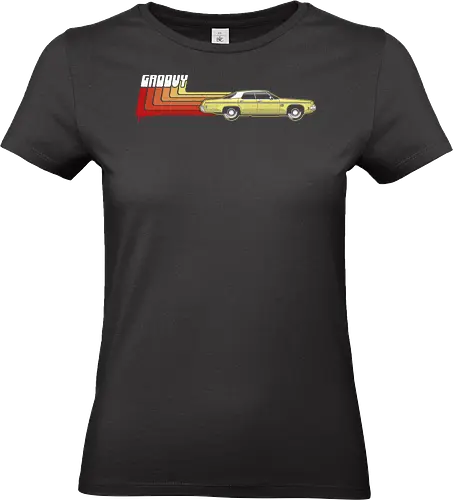 Groovy Classic - Das legendärste Auto im Horror - Evil Dead, classic car art, 80s horror, Ash Williams, Oldsmobile Delta 88, Groovy, The Evil Dead, Evil Dead 2, Army of Darkness, Ash vs Evil Dead, horror cult, vintage horror, retro horror art, Sam Raimi, Bruce Campbell, geek horror, horror movie art - Standard T-Shirt (Frauen)