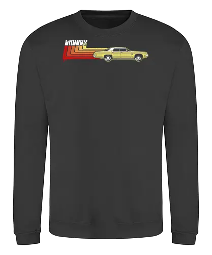 Groovy Classic - Das legendärste Auto im Horror - Evil Dead, classic car art, 80s horror, Ash Williams, Oldsmobile Delta 88, Groovy, The Evil Dead, Evil Dead 2, Army of Darkness, Ash vs Evil Dead, horror cult, vintage horror, retro horror art, Sam Raimi, Bruce Campbell, geek horror, horror movie art - Sweatshirt