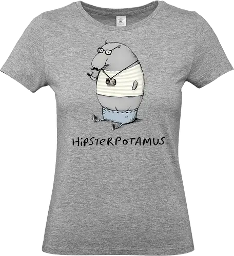 Grauer Hipster Nilpferd Brille Schnurrbart Analogkamera - Cartoon-Nilpferd, Englisches Wortspiel, Hipster-Print, Süße Tierkunst, Nilpferd-Zeichnung, Hipster-Humor-Geschenk, Hipsterpotamus, Hipster-Nilpferd, Nilpferd-Hipster, Tierwortspiel, Hipster-Humor, Süßes Nilpferd, Analoge Tierkamera, Hipster-Schnurrbart, Runde Tierbrille, Wortspiel-T-Shirt, Urbane Tierkunst, Kreativer visueller Humor, Hipster-Cartoon, Stylisches Tier - Standard T-Shirt (Frauen)