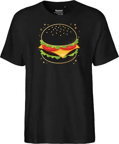 Gothic Craving: The Midnight Burger - funny fast food shirt, black burger shirt, goth food graphic tee, quirky foodie apparel, alternative streetwear fashion, dark aesthetic junk food, minimalist cheeseburger design, pop art food clothing, weird indie graphic tee, midnight snack merch - Fairtrade T-Shirt