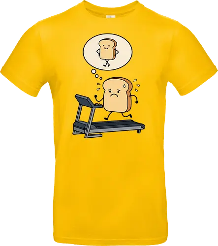 Working on that Crust: The Cardio Carb - sarcastic workout fashion, aesthetic cartoon streetwear, funny workout shirt, bread on treadmill graphic, kawaii fitness apparel, carb lover merch, relatable gym clothing, cute food character tee, fitness motivation humor, toast pun shirt - Standard T-Shirt