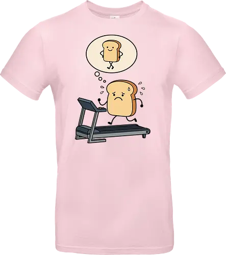Working on that Crust: The Cardio Carb - sarcastic workout fashion, aesthetic cartoon streetwear, funny workout shirt, bread on treadmill graphic, kawaii fitness apparel, carb lover merch, relatable gym clothing, cute food character tee, fitness motivation humor, toast pun shirt - Standard T-Shirt