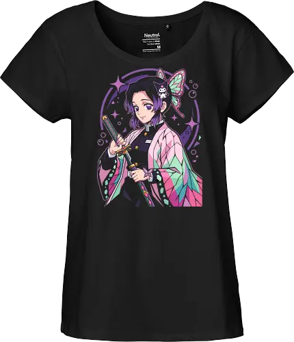 Pastel Poison: The Kawaii Butterfly Pillar - Shinobu Kocho shirt, Insect Hashira apparel, Demon Slayer graphic tee, pastel anime streetwear, kawaii otaku fashion, anime crossover merch, Kimetsu no Yaiba clothing, aesthetic butterfly girl, cute anime sword design, soft girl anime tee - Fairtrade Girl Shirt