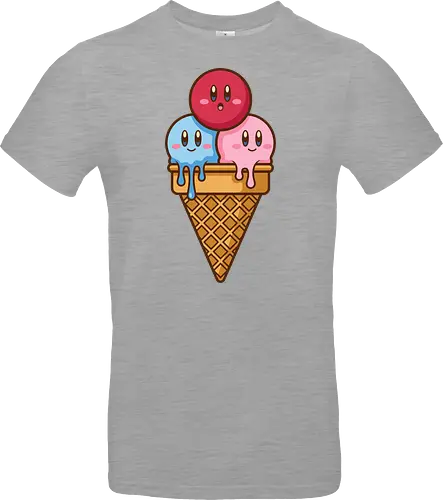 Sweet Dreams: Kawaii Hero Ice Cream - Kirby ice cream shirt, melting ice cream design, anime dessert graphic, kawaii gaming graphic tee, retro Nintendo streetwear, cute food anime apparel, pastel pink gamer fashion, sweet aesthetic clothing, nostalgic platformer merch, funny pop art tee - Standard T-Shirt