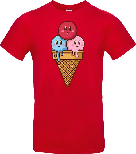 Sweet Dreams: Kawaii Hero Ice Cream - Kirby ice cream shirt, melting ice cream design, anime dessert graphic, kawaii gaming graphic tee, retro Nintendo streetwear, cute food anime apparel, pastel pink gamer fashion, sweet aesthetic clothing, nostalgic platformer merch, funny pop art tee - Standard T-Shirt
