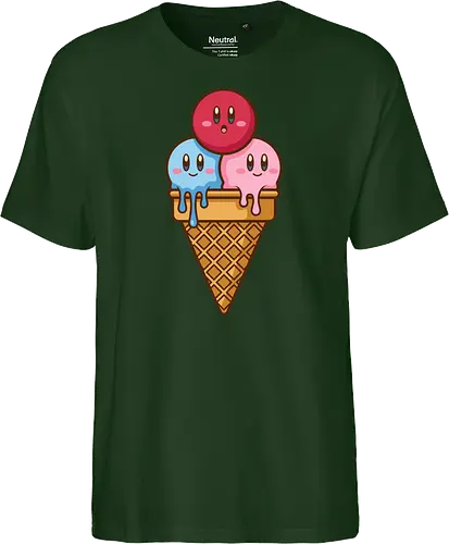 Sweet Dreams: Kawaii Hero Ice Cream - Kirby ice cream shirt, melting ice cream design, anime dessert graphic, kawaii gaming graphic tee, retro Nintendo streetwear, cute food anime apparel, pastel pink gamer fashion, sweet aesthetic clothing, nostalgic platformer merch, funny pop art tee - Fairtrade T-Shirt
