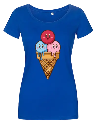 Sweet Dreams: Kawaii Hero Ice Cream - Kirby ice cream shirt, melting ice cream design, anime dessert graphic, kawaii gaming graphic tee, retro Nintendo streetwear, cute food anime apparel, pastel pink gamer fashion, sweet aesthetic clothing, nostalgic platformer merch, funny pop art tee - Damen T-Shirt