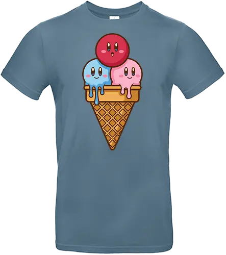Sweet Dreams: Kawaii Hero Ice Cream - Kirby ice cream shirt, melting ice cream design, anime dessert graphic, kawaii gaming graphic tee, retro Nintendo streetwear, cute food anime apparel, pastel pink gamer fashion, sweet aesthetic clothing, nostalgic platformer merch, funny pop art tee - Standard T-Shirt
