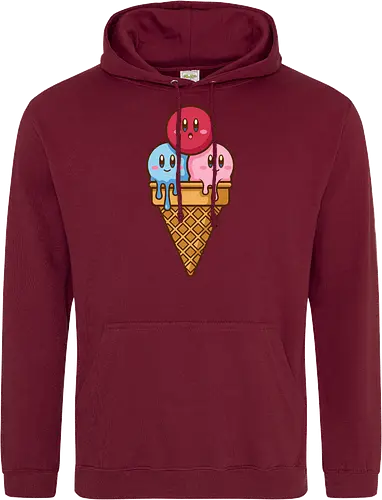 Sweet Dreams: Kawaii Hero Ice Cream - Kirby ice cream shirt, melting ice cream design, anime dessert graphic, kawaii gaming graphic tee, retro Nintendo streetwear, cute food anime apparel, pastel pink gamer fashion, sweet aesthetic clothing, nostalgic platformer merch, funny pop art tee - Standard Hoodie