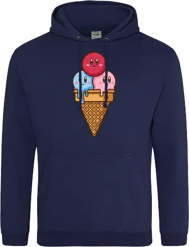 Sweet Dreams: Kawaii Hero Ice Cream - Kirby ice cream shirt, melting ice cream design, anime dessert graphic, kawaii gaming graphic tee, retro Nintendo streetwear, cute food anime apparel, pastel pink gamer fashion, sweet aesthetic clothing, nostalgic platformer merch, funny pop art tee - Standard Hoodie