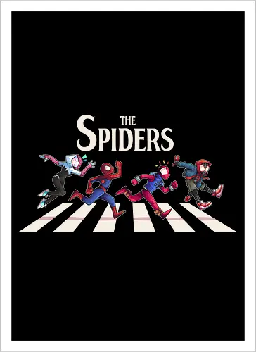 The Spiders - Superhero, Superhero, Comic, spider, peter, perker, miles, morales, gwen, stacy, beatles, abbey, road, heroes - Kunstdruck