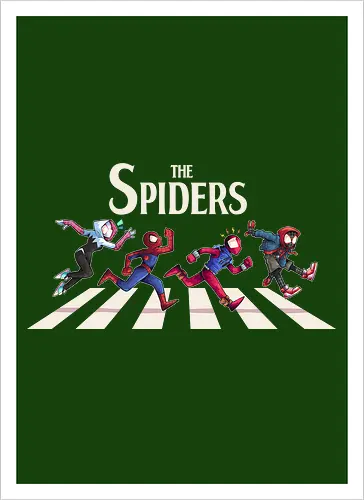The Spiders - Superhero, Superhero, Comic, spider, peter, perker, miles, morales, gwen, stacy, beatles, abbey, road, heroes - Kunstdruck