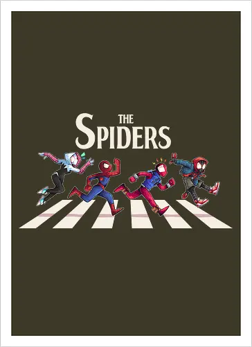 The Spiders - Superhero, Superhero, Comic, spider, peter, perker, miles, morales, gwen, stacy, beatles, abbey, road, heroes - Kunstdruck