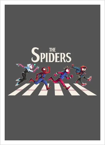 The Spiders - Superhero, Superhero, Comic, spider, peter, perker, miles, morales, gwen, stacy, beatles, abbey, road, heroes - Kunstdruck