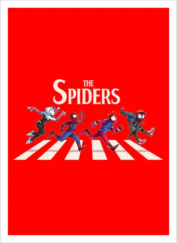 The Spiders - Superhero, Superhero, Comic, spider, peter, perker, miles, morales, gwen, stacy, beatles, abbey, road, heroes - Kunstdruck