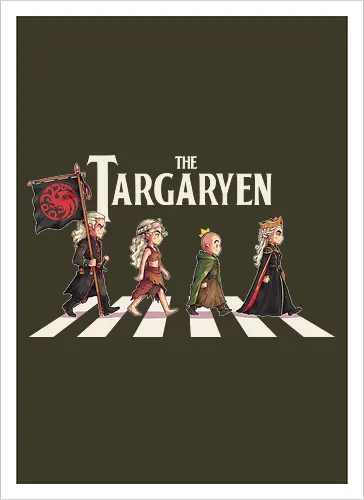 The Targaryen - targarye, dragons, abbey road, beatles, Throne, daemon, egg, duncan, dunk, knight, king, queen, thrones, rhaenyra - Kunstdruck