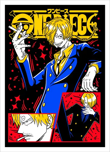 Sanji Pirate Black Leg Fire Cook - Sanji, Pirate, Black Leg, Vinsmoke Sanji, anime fan gift, shonen anime, cool anime art, otaku tee - Kunstdruck