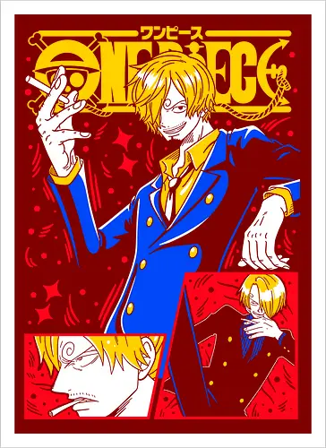 Sanji Pirate Black Leg Fire Cook - Sanji, Pirate, Black Leg, Vinsmoke Sanji, anime fan gift, shonen anime, cool anime art, otaku tee - Kunstdruck