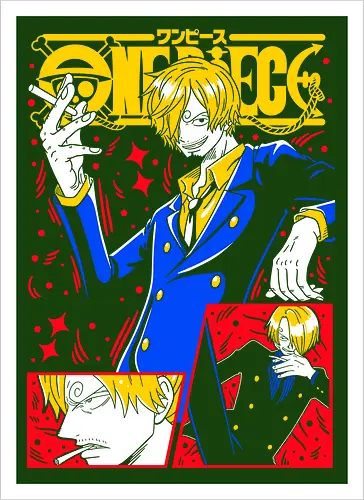Sanji Pirate Black Leg Fire Cook - Sanji, Pirate, Black Leg, Vinsmoke Sanji, anime fan gift, shonen anime, cool anime art, otaku tee - Kunstdruck
