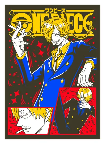 Sanji Pirate Black Leg Fire Cook - Sanji, Pirate, Black Leg, Vinsmoke Sanji, anime fan gift, shonen anime, cool anime art, otaku tee - Kunstdruck