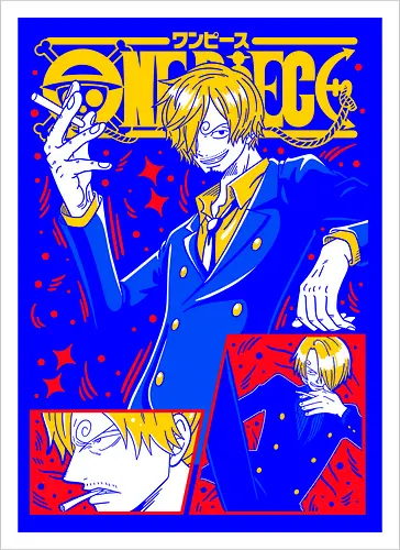 Sanji Pirate Black Leg Fire Cook - Sanji, Pirate, Black Leg, Vinsmoke Sanji, anime fan gift, shonen anime, cool anime art, otaku tee - Kunstdruck