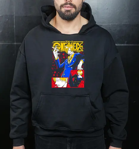Sanji Pirate Black Leg Fire Cook - Sanji, Pirate, Black Leg, Vinsmoke Sanji, anime fan gift, shonen anime, cool anime art, otaku tee - Cropped Hoodie