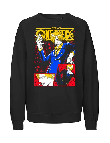 Sanji Pirate Black Leg Fire Cook - Sanji, Pirate, Black Leg, Vinsmoke Sanji, anime fan gift, shonen anime, cool anime art, otaku tee - Fairtrade Sweatshirt