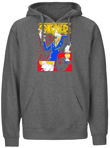 Sanji Pirate Black Leg Fire Cook - Sanji, Pirate, Black Leg, Vinsmoke Sanji, anime fan gift, shonen anime, cool anime art, otaku tee - Fairtrade Hoodie