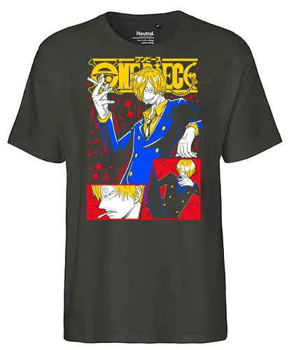 Sanji Pirate Black Leg Fire Cook - Sanji, Pirate, Black Leg, Vinsmoke Sanji, anime fan gift, shonen anime, cool anime art, otaku tee - Fairtrade T-Shirt
